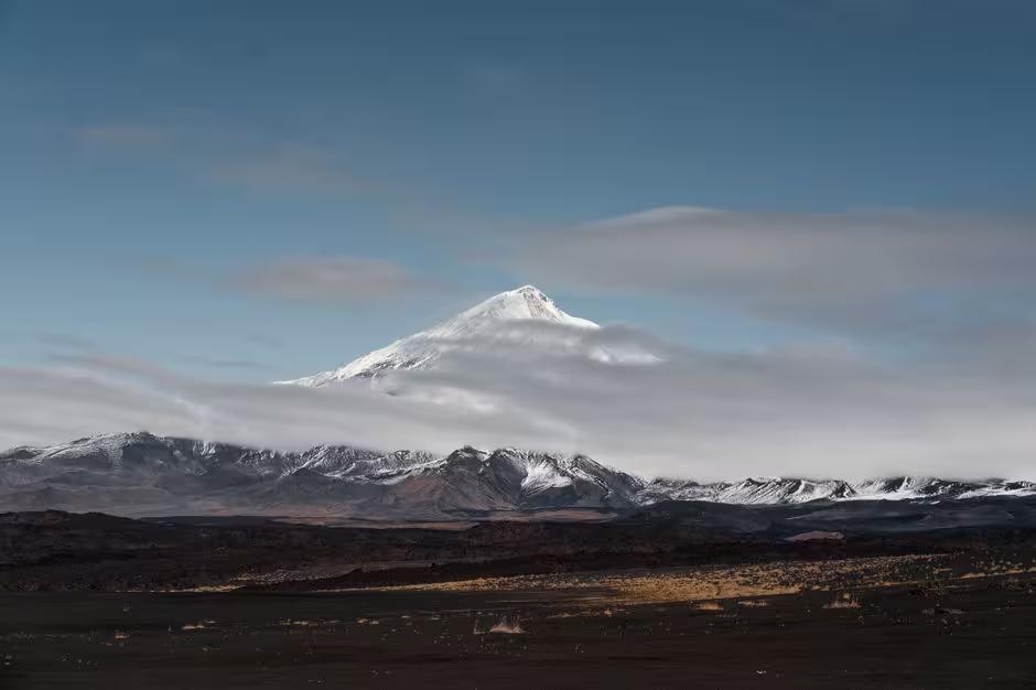 View of volcanoes (Kamchatka)
